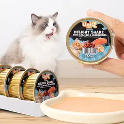 Кремовий вологий корм для кішок UNIQ PETS CAT WET FOOD DELIGHT SHAKE з лососем та журавлиною, 60 г - мініатюра 4