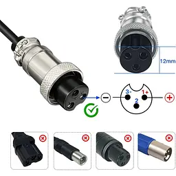 Зарядний пристрій для електричного скутера YZPOWER 42V 2A 36V Li-ion Lithium GX16 (1+3) - мініатюра 3
