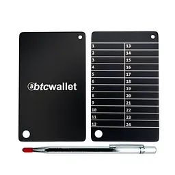 Металеві пластини Btcwallet Black Plate для зберігання сід-фрази, 2 штуки + кріпильний болт + гравірувальна ручка