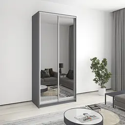 Шафа-купе дводверна MebelStar Стандарт AL 2 Дзеркала 110x45x240 см Антрацит (MBS-3799)