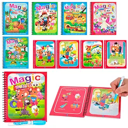Книжка для малювання BH-009-10A-18 для малювання водою, на пружині, 19-15-1 см, ручка, 6 видів (в асортименті)