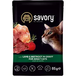 Вологий корм для дорослих котів Savory ягня з буряком у соусі 85 г