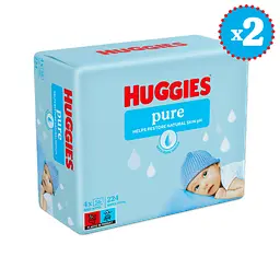 Набір вологі серветки Huggies Pure 448 шт. (2 x 224 шт.)
