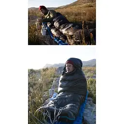 Спальник Naturehike CW400 L (NH18C400-D) з натуральним пухом чорно-блакитний - мініатюра 6
