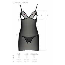 Сорочка з вирізами на грудях, стрінги Passion LOVELIA CHEMISE XXL/XXXL, black - мініатюра 7