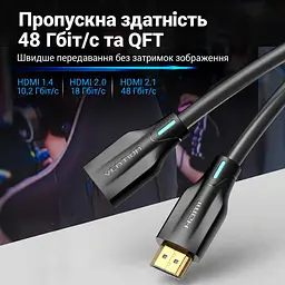 Кабель-подовжувач Vention AHBBF HDMI 2.1 8K 60 Гц 1 м чорний (AHBBF) - мініатюра 5