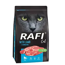 Сухий корм для дорослих кішок Rafi Сat з ягнятком 7 кг