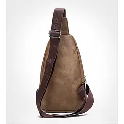 Чоловіча сумка-слінг через плече, коричнева з еко шкіри з USB бананка Jasper Джаспер - мініатюра 4
