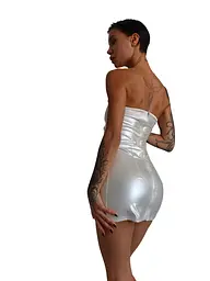 Мінісукня D&A, L, white, nylon-lycra відкриті плечі з блискавкою на всю довжину - мініатюра 5