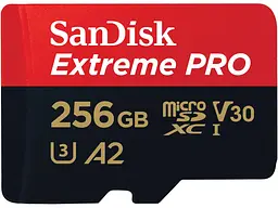 Карта пам'яті SanDisk Extreme Pro microSDXC UHS-I U3 + SD Adapter 256 GB (SDSQXCD-256G-GN6MA) - мініатюра 2