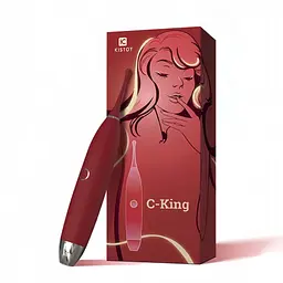 Кліторальний вібратор KISTOY C-King Red, з двома дод. насадками, потужна прицільна стимуляція - мініатюра 11