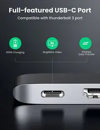 USB-хаб Ugreen 5-in-2 USB C Hub for MacBook Pro/Air Silver (CM251/60559) [72724] - мініатюра 5