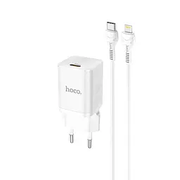 Зарядний комплект Hoco Rigorous charger set N19 Type-C to Lightning cable 25W білий - мініатюра 3