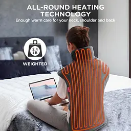 Comfytemp електрична грілка для спини, шиї та плечей XXL 22×33", з обтяженням, авто-вимкнення, сіра - мініатюра 5