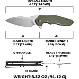 Ніж Hightron Mini Ventura, D2, G10, зелений, сталевий stonewash клинок (HK05GRNS) - мініатюра 11