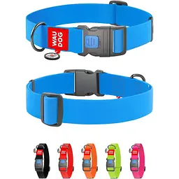 Нашийник для собак водостійкий Waudog Waterproof з QR паспортом, пластиковий фастекс, XXL, 46-70х4 см, блакитний - мініатюра 2