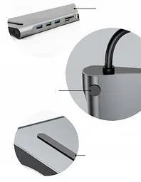 Мультипортовий адаптер USB Хаб Baseus Enjoyment Series Type-C Notebook PD/HDXiaomi*2/VGA/RJ45/SD/TF/USB*3/Adapter CATSX-G0G Dark Grey - мініатюра 4