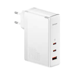 Мережевий зарядний пристрій Baseus GaN5 Pro 3 порти 1*USB + 2*Type-C 140 W (CCGP100202) білий