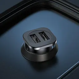 Зарядний пристрій адаптер для авто HOCO NZ4 Wise 24w 2 порти metal grey - мініатюра 3