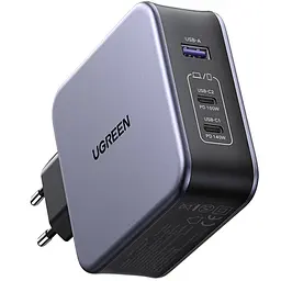 Зарядний пристрій 3xUSB 140W 2хUSB-C+USB-A Gan CD289 with C to C Cable 1.5 м Gray Ugreen - мініатюра 2