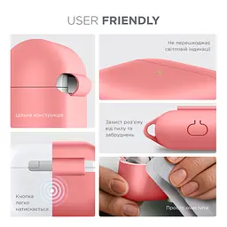 Силіконовий чохол для навушників Apple AirPods 3, Hang Case, рожевий, ультратонкий захисний кейс товщиною 2 мм, захист від подряпин, пилу та ударів, компактний, з карабіном для кріплення, ArmorStandart (ARM60320) - мініатюра 5