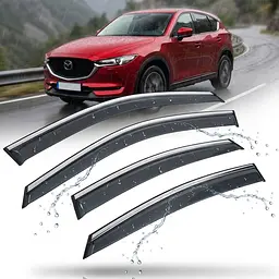 Дефлектори вікон вітровики Benke для Mazda CX-5 (KF) (USA) 2017- Молдинг З Нержавіючої Сталі 3D (BMDC51723-W/S)