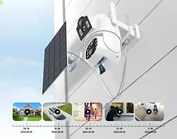 Вулична WiFi IPкамера Besder D20 з 2 лінзами сонячна панель зарядки акумулятор 7800мАг PIR сенсор руху - мініатюра 3