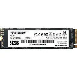 SSD внутрішні Patriot P320 512GB M.2 2280 NVMe PCIe 3.0 x4 (P320P512GM28) - мініатюра 1