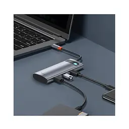 USB-хаб Baseus Metal Gleam Series 7-in-1 Multifunctional Type-C HUB Docking Station Gray（Type-C to HDMI*1+USB3.0*2+USB-C*1+PD*1+SD/TF*1) (WKWG020113) - мініатюра 5
