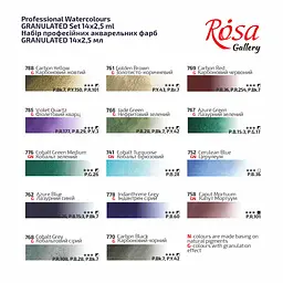 Набір акварельних фарб GRANULATION 14 кол. 2.5 мл, кювета пенал Індіго метал Rosa Gallery - мініатюра 7