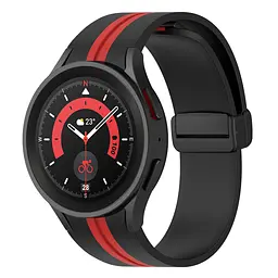 Ремінець для Samsung Galaxy Watch 6 40mm 6 44mm - чорно-червоний ширина кріплення 20мм силікон Watchbands Cls-line-black (W36-2W432432) - мініатюра 2