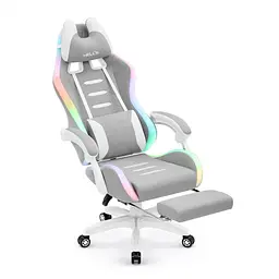 Комп'ютерне крісло Hell's HC-1039 LED RGB Grey-White (тканина) - мініатюра 4