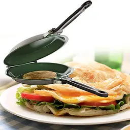 Сковорода для млинців та панкейків подвійна Pancake Maker Ø 19 см з антипригарним покриттям, Kitchen Master Зелений 86740 - мініатюра 8