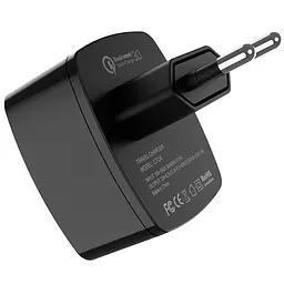 Мережевий зарядний пристрій Hoco 1USB C70A QC 3.0 3A Black - мініатюра 3