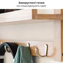Вішалка для одягу настінна бамбукова з гачками 61x18x12 см (92010001) - мініатюра 8