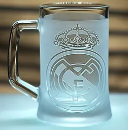 Пивний келих 660 мл Реал Мадрид Real Madrid з гравіюванням подарунок для фаната ФК  футбольний кухоль - мініатюра 3