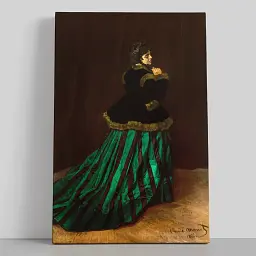 Інтер'єрна картина Жінка в зеленому, Клод Моне, Claude Monet, Woman in the Green Dress, інтер'єрний декор, 90×60 см (id4488) - мініатюра 1
