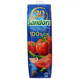 Сік Sandora Томатний  Пікантний з м'якоттю відновлений стерилізований з сіллю 950 мл - мініатюра 4