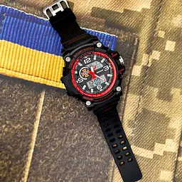 Наручний годинник чоловічий 012BKRDDSNS ДСНС Чорні з червоним + Коробка Patriot acs0031006 - мініатюра 2