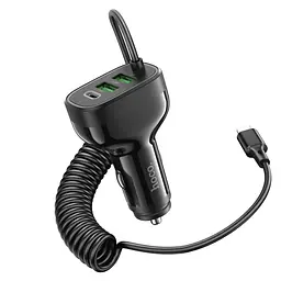 Автомобільний зарядний пристрій Hoco NZ11A 2USB/Type-C PD 30W чорний + кабель Lightning - мініатюра 4