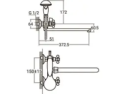 Смеситель для ванны с длинным изливом Aquatica PL-2C255C - миниатюра 5
