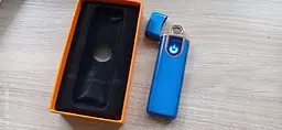 Зажигалка электронная GRAND USB спиральная аккумуляторная зарядка от microUSB синяя - миниатюра 6