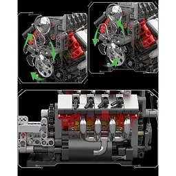 Конструктор Mould King Mking Двигун і коробка передач Muscle Car V8 (10225) [161086] - мініатюра 2