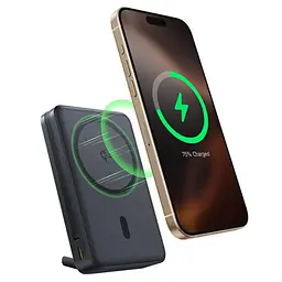 Портативний ЗП Power Bank Baseus Nomos Qi2 Kickstand OS with Cable 45W з БЗП 10000 mAh (P10078800) Cosmic Black - мініатюра 5