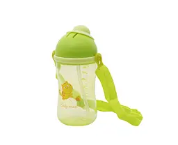 Поїльник Baby Team, з силіконовою трубочкою, 9+ міс., 380 мл, зелений (5010_зеленый_с_котиком) - мініатюра 3