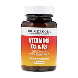 Вітамін Dr. Mercola Вітаміни D3 і K2, Vitamins D3 & K2, 30 капсул (MCL-01691)