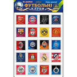 Набір магнітів на аркуші "Футбольні клуби" 1380, 20 магнітів