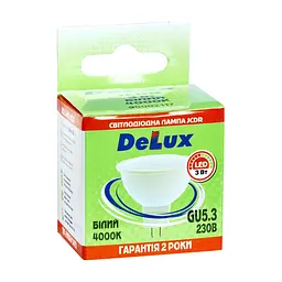 Лампочка Delux JCDR 3Вт 4000K 220В GU5.3 (90020566 90011736) - мініатюра 2