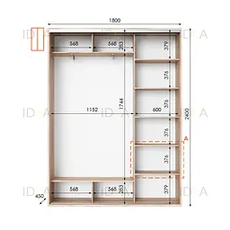 Шафа-купе Idea серія 1 180 x 45 x 240 см Дуб сонома Дзеркало - мініатюра 2