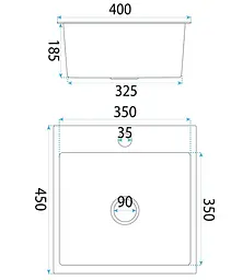 Кухонна мийка Rea Leo 40 400x450 мм nickel brushed ZLE-06000 - мініатюра 2